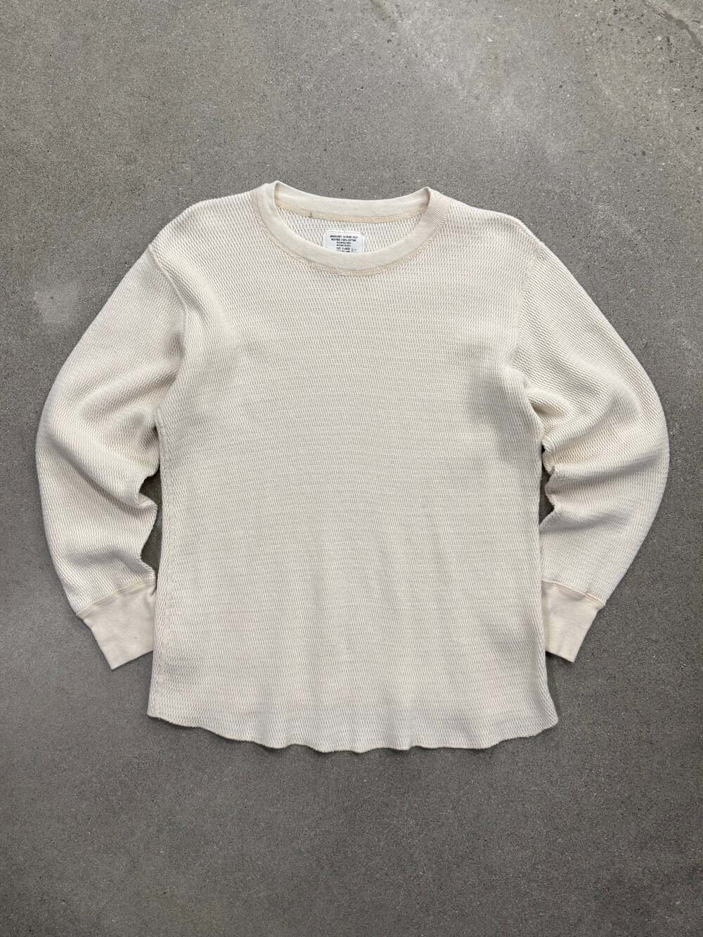 Vintage Blank Military Waffle-Knit Long Sleeve Thermal Shirt - L